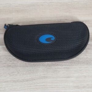 Costa‎ Glass Case Nylon Clamshell Zippered Black Del Mar Glasses Blue Logo
